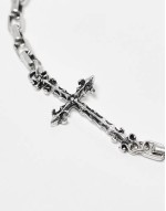 unisex chain bracelet with skinny cross in silver