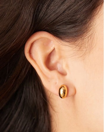 polished domed mini stud earrings in 18k gold plated