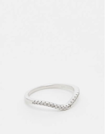 CZ gemset wave ring in sterling silver