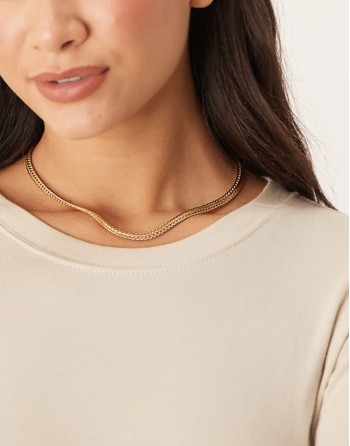 Z gold plated chunky weave chain necklace in gold