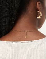 Lost Souls stainless steel 18ct gold plated necklace with black natural stone pendant