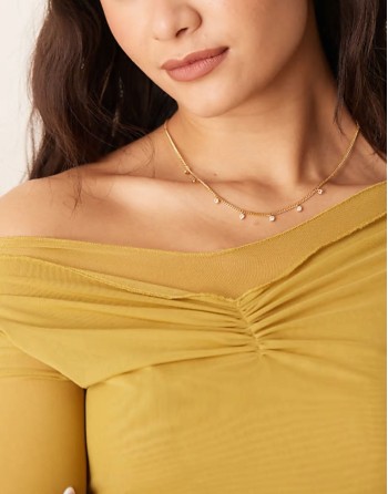multi crystal drop necklace in 18k gold plated