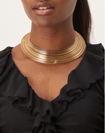 wire statement collar necklace in gold