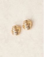 Sets Of 2 textured domed statement stud earrings in 18k gold plated