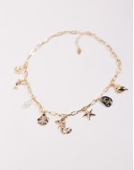 mermaid shell charm necklace in gold