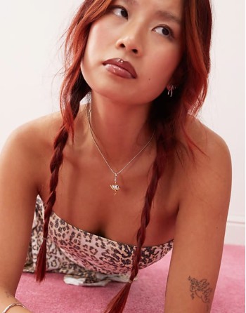 heart's guardian serpent necklace in 18k gold & rhodium plated