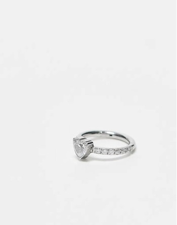 8mm gemset crystal heart clicker in silver