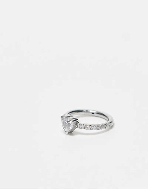 8mm gemset crystal heart clicker in silver