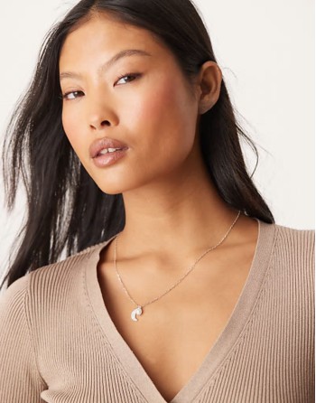 moon and crystal star cluster necklace in sterling silver plated