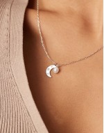 moon and crystal star cluster necklace in sterling silver plated