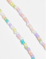 2 pack small beaded necklaces with pearl detail in multi