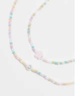2 pack small beaded necklaces with pearl detail in multi