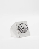 unisex doodly shell ring in silver
