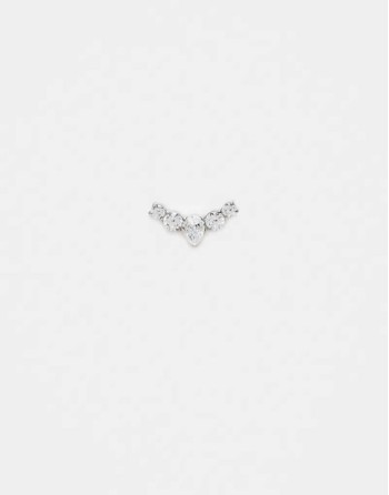 gemset curved labret piercing earring in silver steel