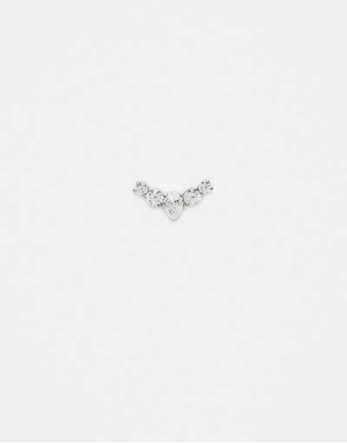gemset curved labret piercing earring in silver steel