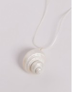 oversized pearlescent shell wax cord necklace in cream