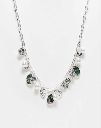unisex ultimate charm necklace in faux pearl and shell