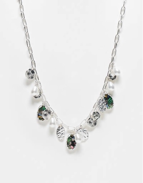 unisex ultimate charm necklace in faux pearl and shell