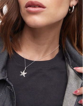 sterling silver starfish charm pendant necklace