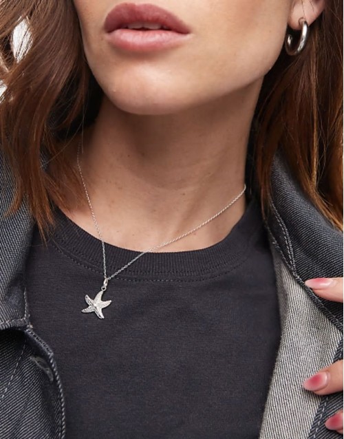 sterling silver starfish charm pendant necklace
