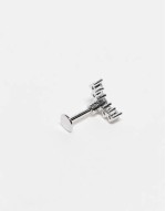 Special Offer 6mm gemset V petals labret ear piercing in sterling silver