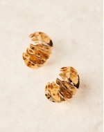 hoop earrings with folded petal detail in gold tone