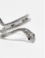 Curve ring with wrap around snake detail in silver tone