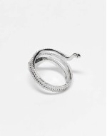 Curve ring with wrap around snake detail in silver tone