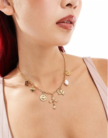 cross charm necklace in gold