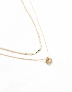 pack of 2 necklaces with textured chain and knot design in gold tone