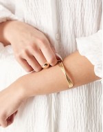 14k gold plated cuff bracelet with twist detail
