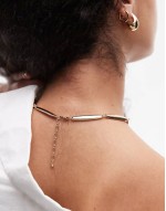 Nelia statement lariat necklace in gold tone