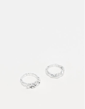 unisex ring 2 pack in silver molten mental