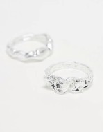 unisex ring 2 pack in silver molten mental