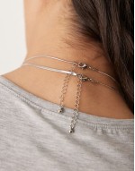 pack of 2 necklaces with snake chain and enamel pendant in silver tone