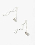 pearl through long back earrings in sterling silver