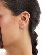 pearl through long back earrings in sterling silver