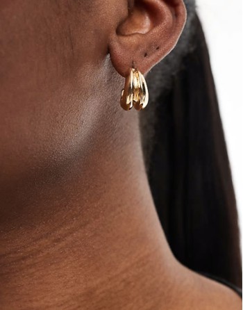 double mini hoop earrings in gold