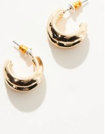 double mini hoop earrings in gold