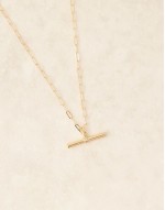 chunky T-Bar mid length necklace in 18k gold plated
