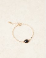 black stone pendant bracelet in gold